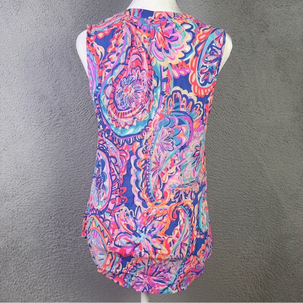 Lilly Pulitzer Stacey Top Womens Small Multicolor Sleeveless Preppy Casual Rayon - Picture 2 of 6